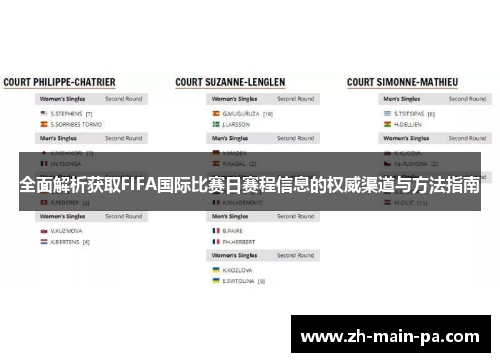 全面解析获取FIFA国际比赛日赛程信息的权威渠道与方法指南